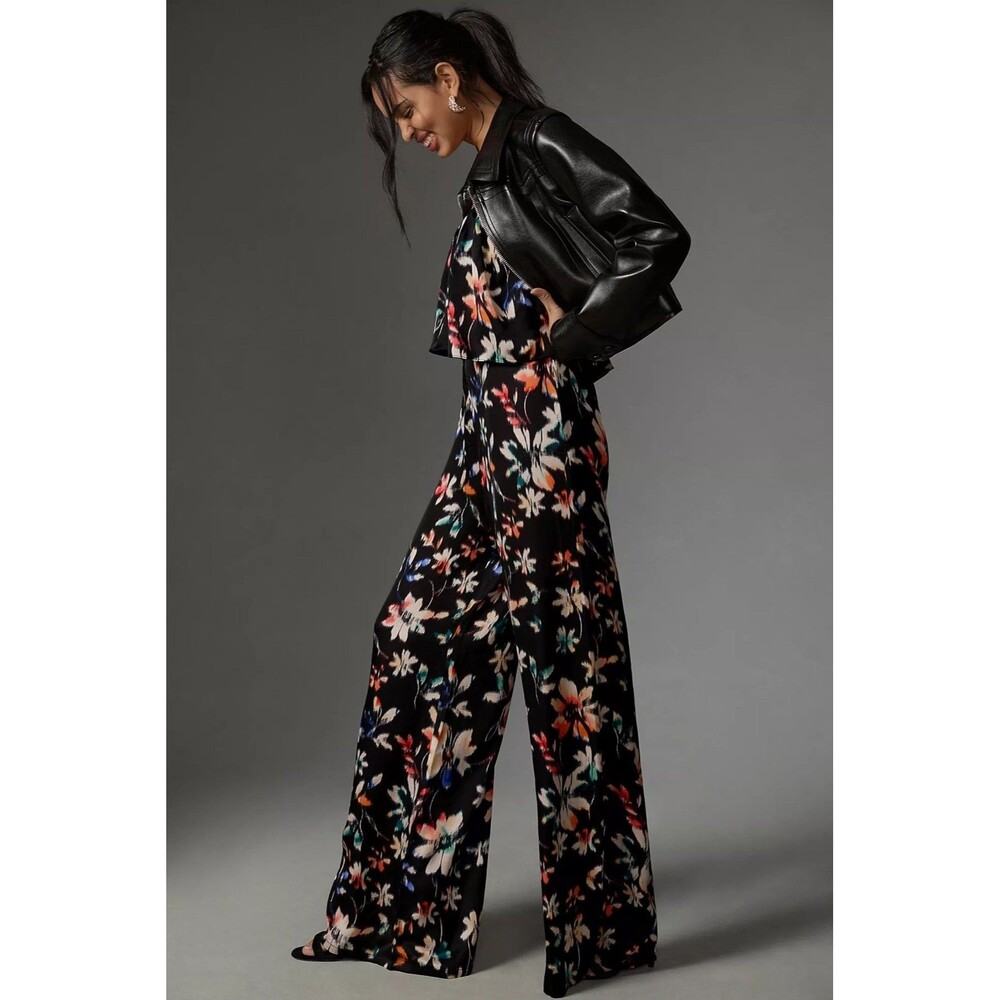 NWT Anthropologie Corey Lynn Calter Black Floral Strapless Jumpsuit Size XL - Picture 9 of 16